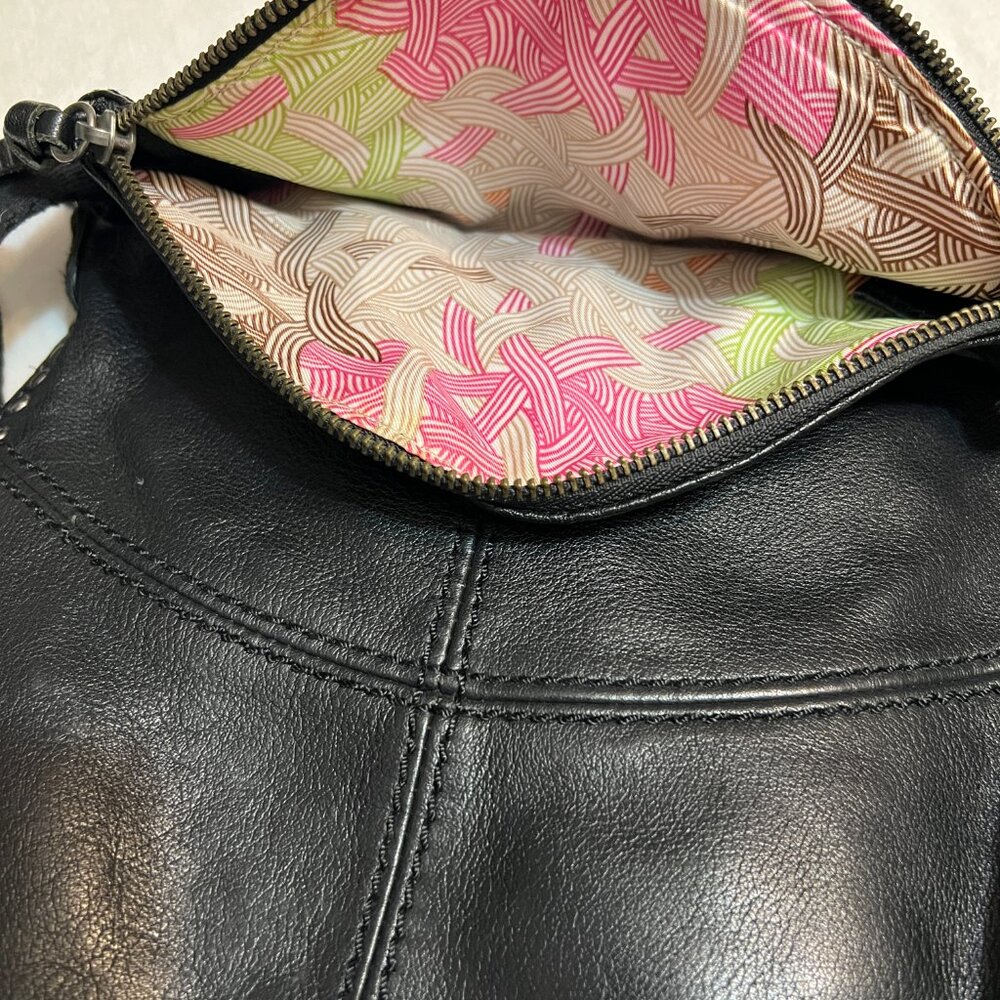 The Sak Leather Crossbody Bag Black Studded Boho Zip Top Adjustable Strap - Picture 8 of 14